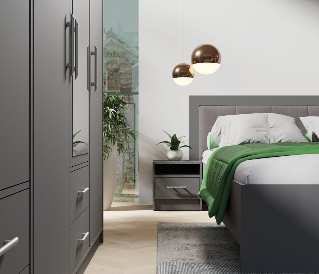 Łóżko Smart powierzchnia spania 160 x 200 cm antracyt Meblar SR6 Nowoczesna Tradycyjna Do salonu