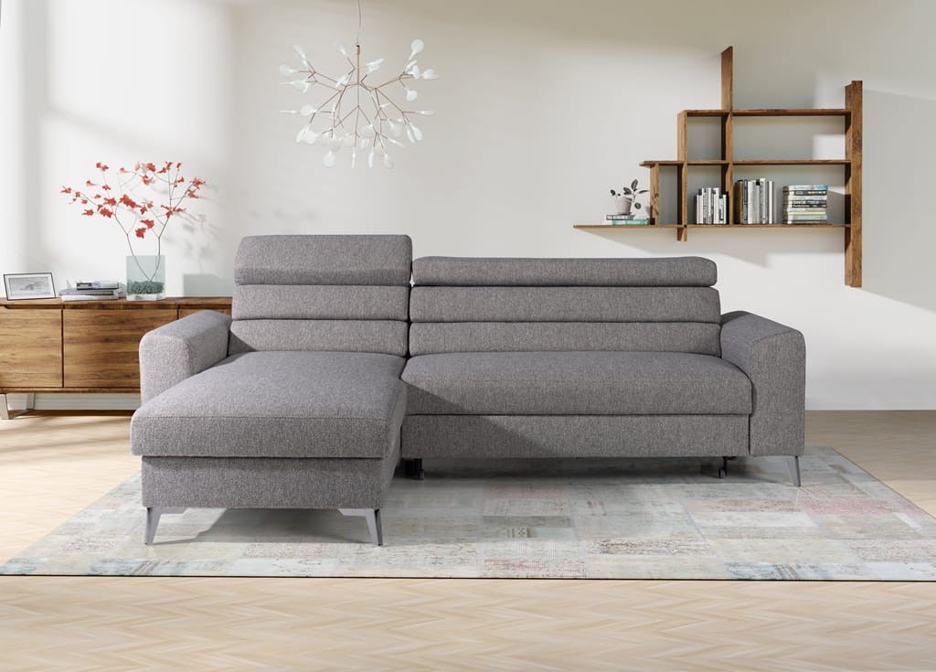 Narożnik LUGO TKANINA ELEGANT WISH 85 Do Salonu Funkcja Spania Pojemnik na pościel Nowoczesny Komfort Wygoda
