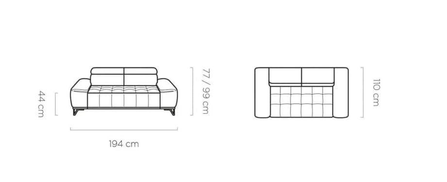 Sofa PALLADIO 2 Wymiary