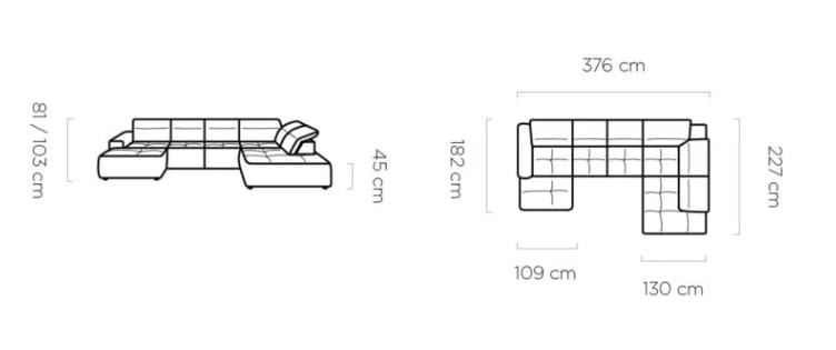 Narożnik COLOMBO XL Funkcja spania Pojemnik na pościel Nowoczesny Funkcjonalny Tkaniny do wyboru