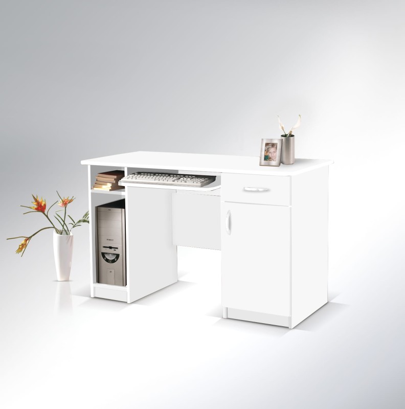 Biurko Max Bez Nadstawki Do Pokoju Dziecka Młodzieżowe Biura Gabinetu Małe Szerokość 120 cm Wysokość 75 cm Głębokość 60 cm  Białe Nowoczesne Szuflada Na Klawiaturę Półka Na Komputer