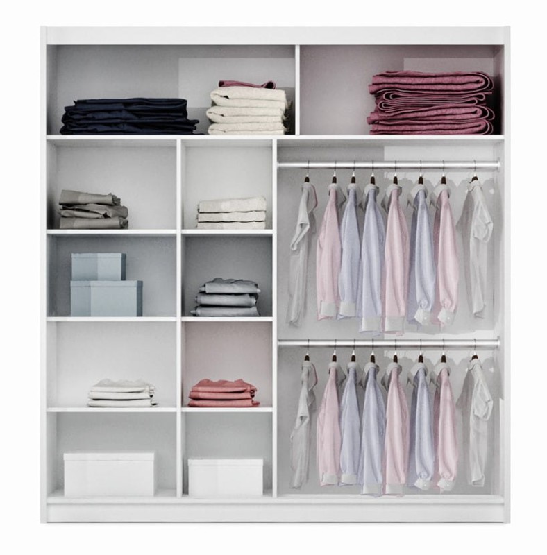 Szafa przesuwna BATUMI 203 lustro drążki półki wnętrze