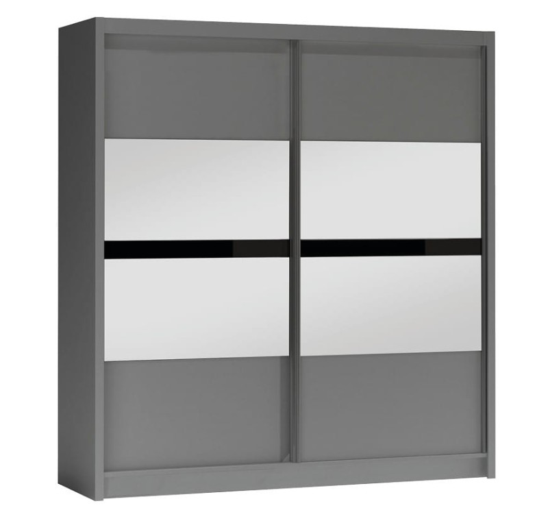 Szafa przesuwna BATUMI 203 lustro drążki półki grafitowa