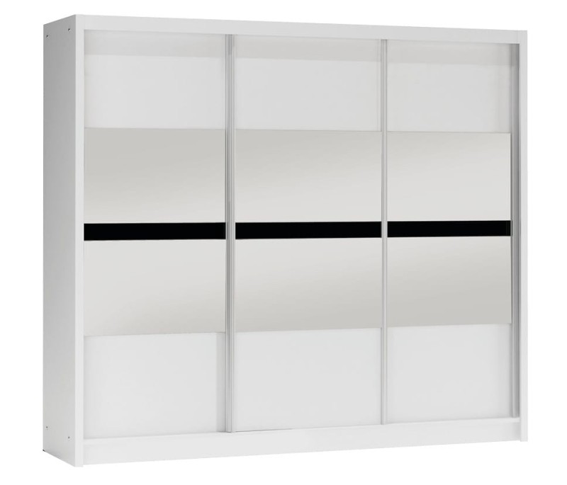 Szafa przesuwna BATUMI 250 lustro drążki półki szuflady biała