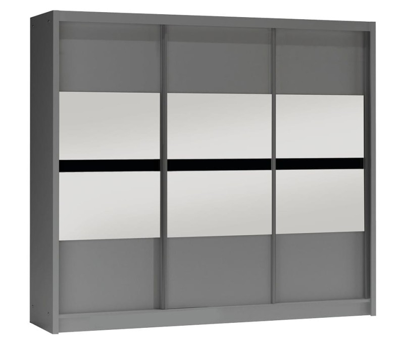 Szafa przesuwna BATUMI 250 lustro drążki półki szuflady grafitowa