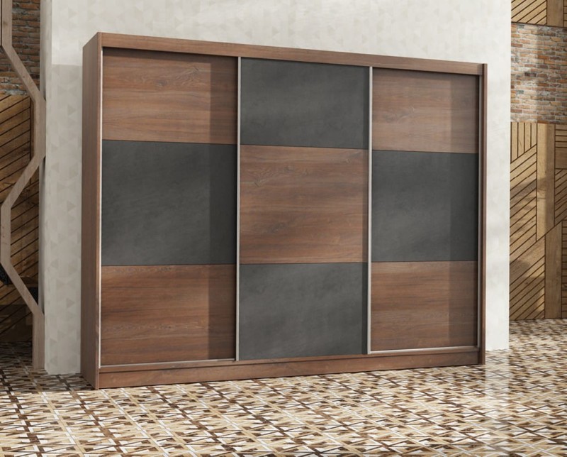 Szafa przesuwna CORDOBA szerokość 250 cm drążek półki szuflady aranżacja