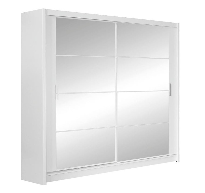 Szafa przesuwna DAKOTA 203 lustro drążki półki biała