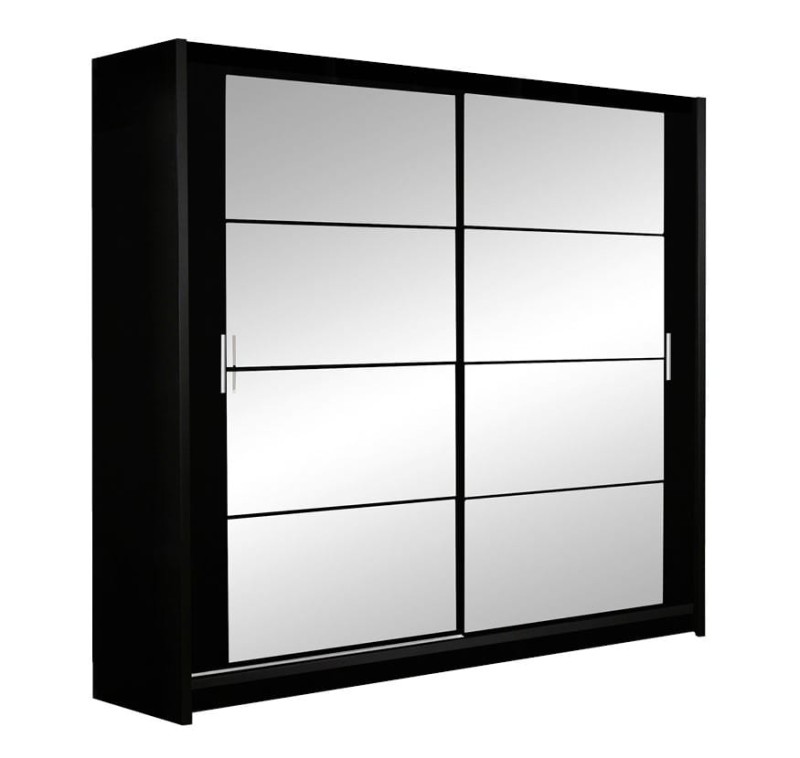 Szafa przesuwna DAKOTA 203 lustro drążki półki czarna