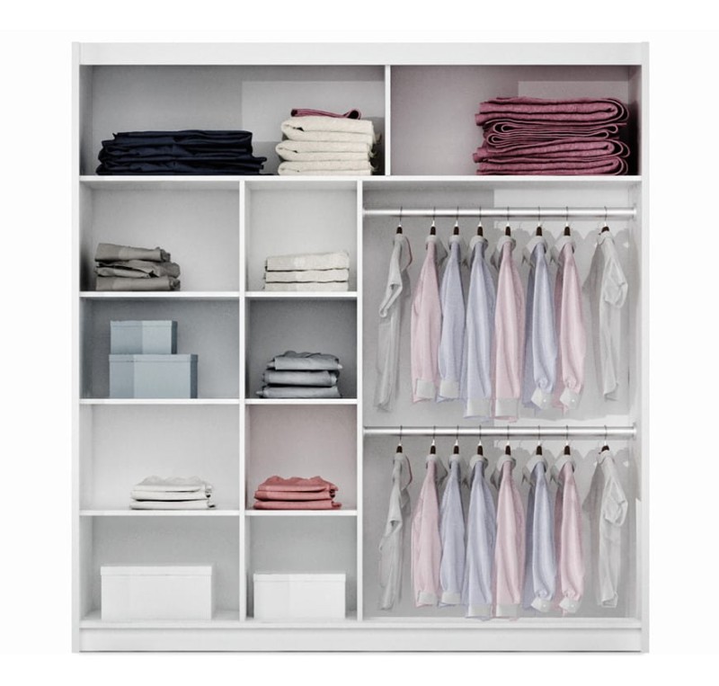 Szafa przesuwna LIZBONA II 203 lustro drążki półki wnętrze