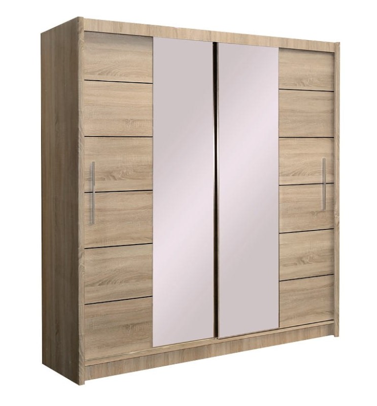 Szafa przesuwna LIZBONA II 203 lustro drążki półki sonoma