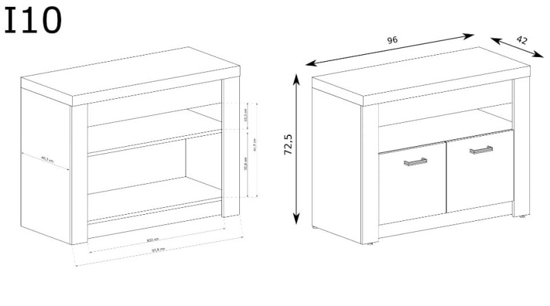 Mała szafka RTV szerokość 96 cm INDIANAPOLIS I10 Jesion jasny Do Salonu Do Pokoju Dziennego Nowoczesny Styl Funkcjonalna Wysoka Jakość