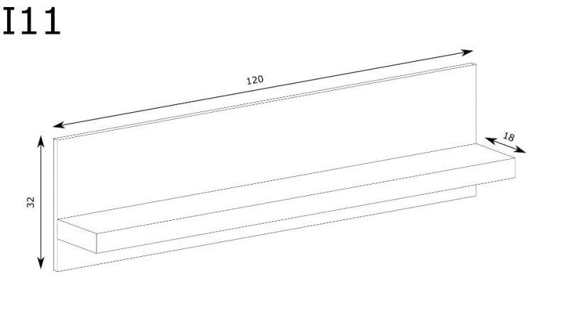Półka wisząca szerokość 120 cm INDIANAPOLIS I11 Jesion ciemny Do Salonu Do Pokoju Dziennego Nowoczesny Styl Funkcjonalna Wysoka Jakoś