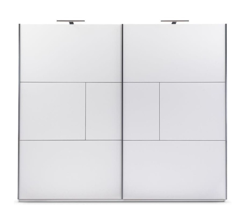 Szafa przesuwna NIMES szerokość 250 cm dwudrzwiowa szuflady LED biała