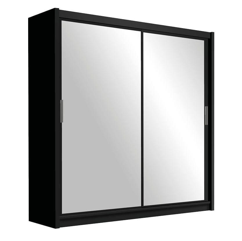 Szafa przesuwna PARIS 203 dwudrzwiowa z lustrem czarna