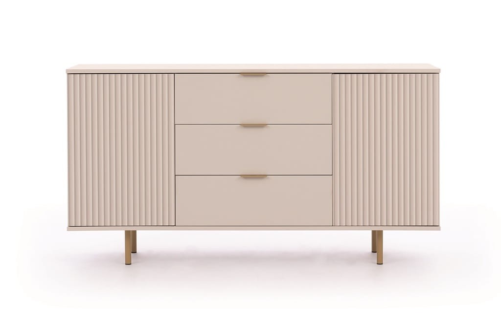 Komoda NUBIA NB-02 w Stylu LOFT  3 Szuflady 2 Drzwiczki Szerokość 150 cm Głębokość 41 cm Wysokość 80 cm Cashmere Do przedpokoju K2D3SZ