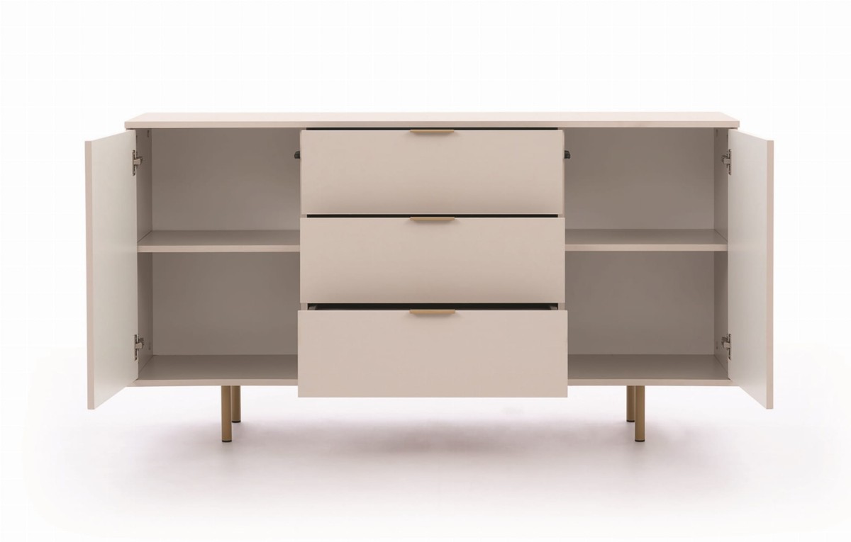 Komoda NUBIA NB-02 w Stylu LOFT  3 Szuflady 2 Drzwiczki Szerokość 150 cm Głębokość 41 cm Wysokość 80 cm Cashmere Do przedpokoju K2D3SZ
