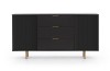 Komoda NUBIA NB-02 w Stylu LOFT  3 Szuflady 2 Drzwiczki Szerokość 150 cm Głębokość 41 cm Wysokość 80 cm Czarny mat Do przedpokoju K2D3SZ
