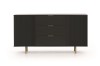 Komoda NUBIA NB-02 w Stylu LOFT  3 Szuflady 2 Drzwiczki Szerokość 150 cm Głębokość 41 cm Wysokość 80 cm Czarny mat Do przedpokoju K2D3SZ