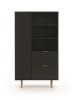 Regał NUBIA NB-04 w Stylu LOFT  Szerokość 80 cm 2 szuflady 1 drzwiczki Czarny mat Do salonu