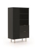 Regał NUBIA NB-04 w Stylu LOFT  Szerokość 80 cm 2 szuflady 1 drzwiczki Czarny mat Do salonu