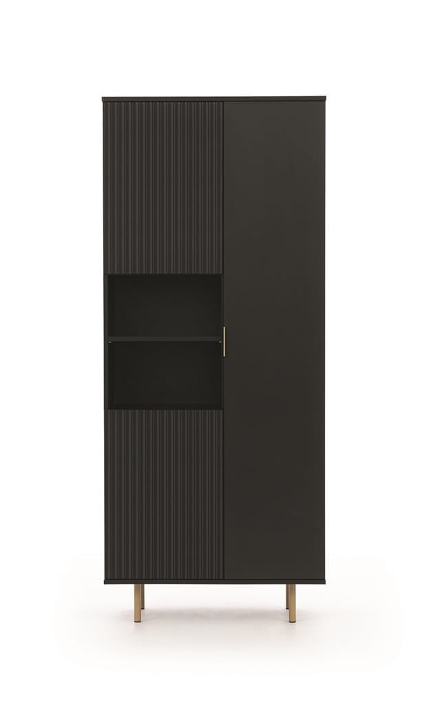 Regał NUBIA NB-05 w Stylu LOFT  Szerokość 80 cm 3 drzwiczki Czarny mat Do salonu
