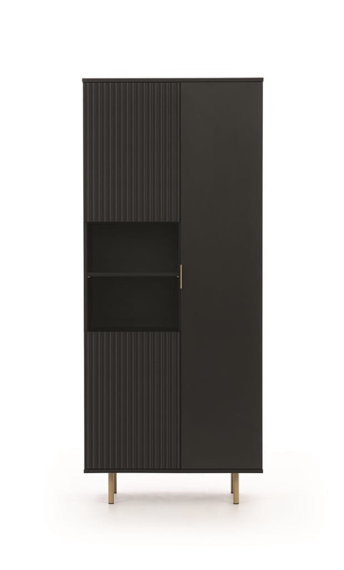 Regał NUBIA NB-05 w Stylu LOFT  Szerokość 80 cm 3 drzwiczki Czarny mat Do salonu