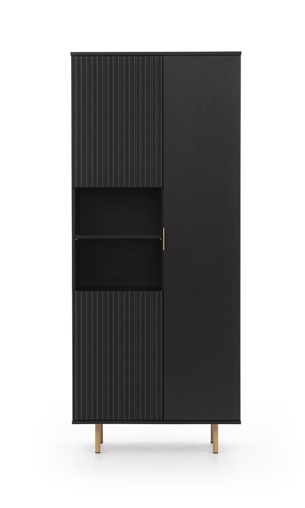 Regał NUBIA NB-05 w Stylu LOFT  Szerokość 80 cm 3 drzwiczki Czarny mat Do salonu