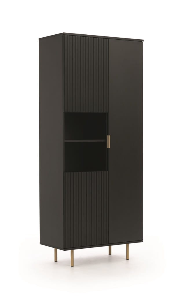 Regał NUBIA NB-05 w Stylu LOFT  Szerokość 80 cm 3 drzwiczki Czarny mat Do salonu