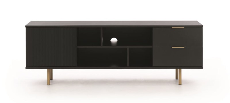 Szafka RTV NUBIA NB-06 w Stylu LOFT Szerokość 150 cm 2 szuflady 1 drzwiczki Czarny mat Do salonu