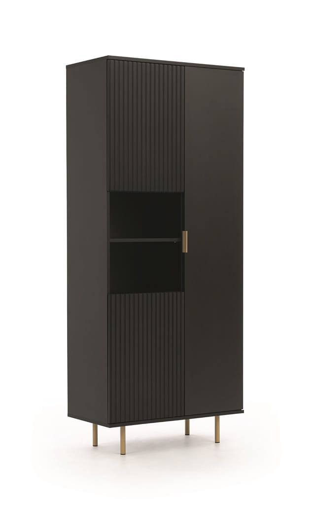Regał NUBIA NB-05 w Stylu LOFT Szerokość 80 cm 3 drzwiczki Czarny mat