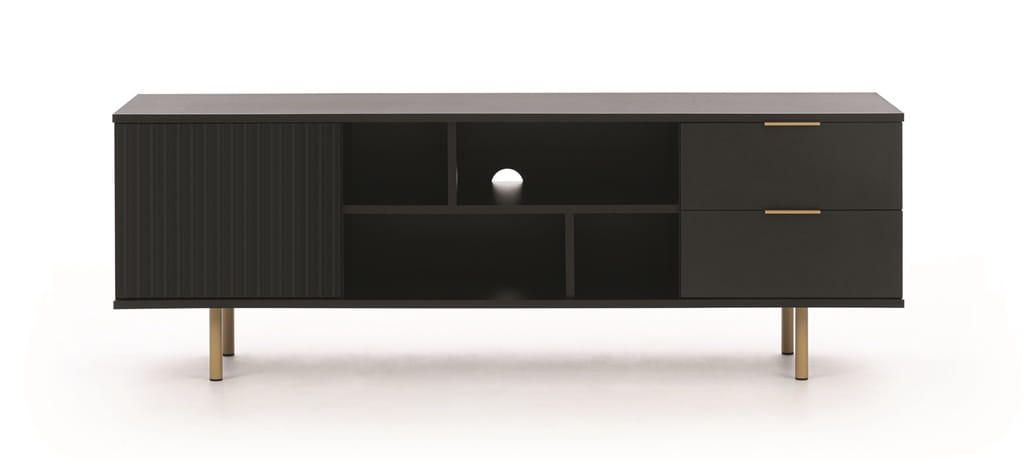 Szafka RTV NUBIA NB-06 w Stylu LOFT Szerokość 150 cm 2 szuflady 1 drzwiczki Czarny mat
