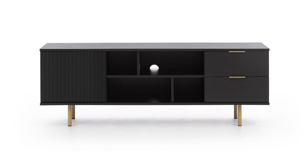 Szafka RTV NUBIA NB-06 w Stylu LOFT Szerokość 150 cm 2 szuflady 1 drzwiczki Czarny mat