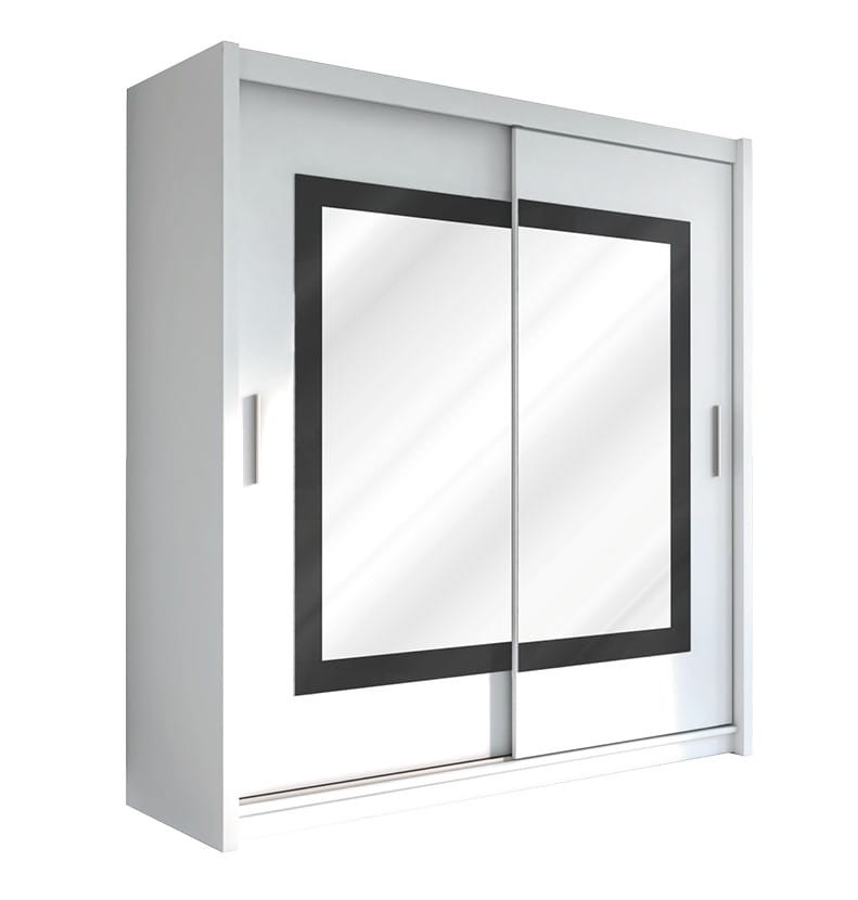 Szafa przesuwna PRESTON 203 dwudrzwiowa lustro półki biała