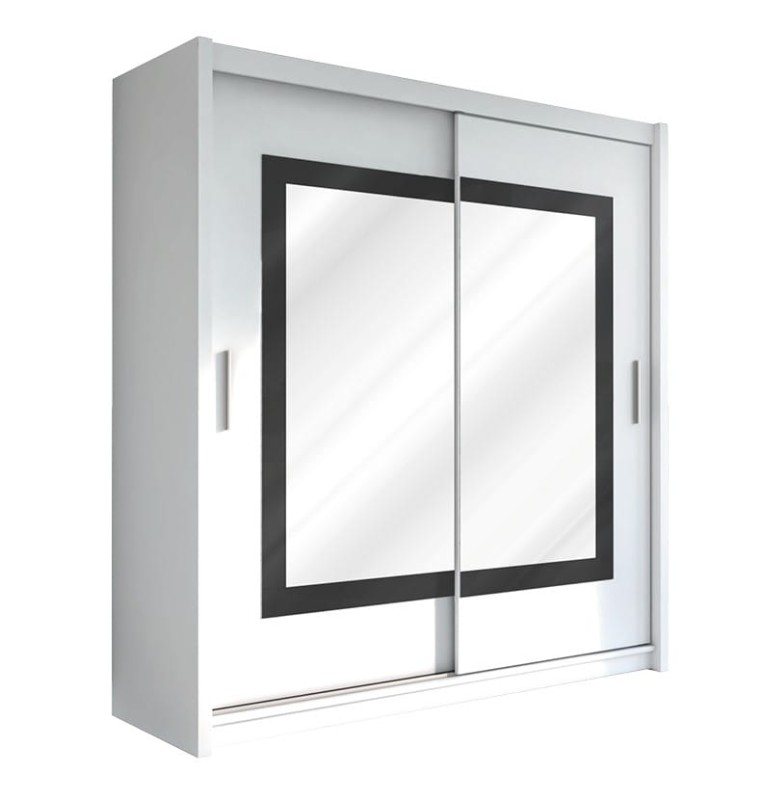 Szafa przesuwna PRESTON 203 dwudrzwiowa lustro półki biała