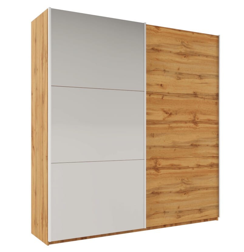 Szafa przesuwna RODOS 225 dwudrzwiowa lustro półki drążki dąb votan