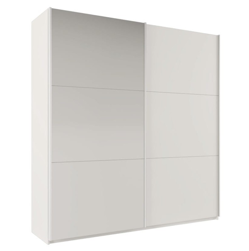 Szafa przesuwna RODOS 225 dwudrzwiowa lustro półki drążki biała