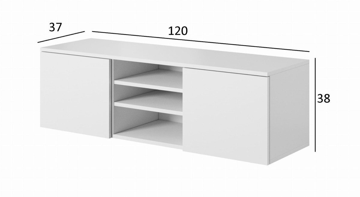 Szafka RTV ASGARD szerokość 120 cm 2 drzwiczki biały do Salonu Pokoju