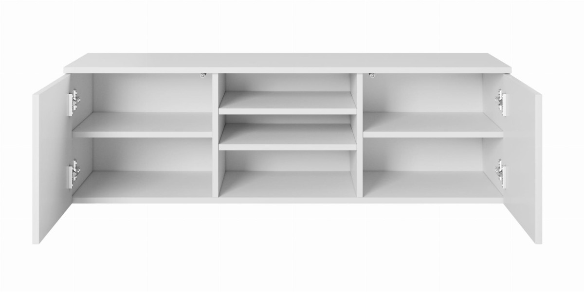 Szafka RTV ASGARD szerokość 120 cm 2 drzwiczki biały do Salonu Pokoju