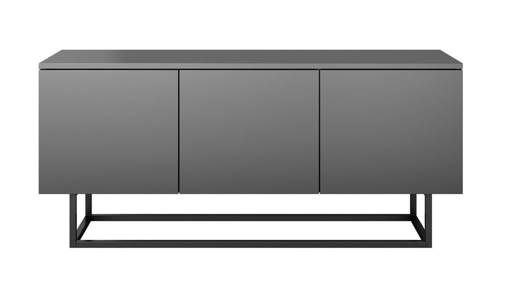 Szafka RTV ASGARD szerokość 120 cm 3 drzwiczki czarny do Salonu Pokoju Nogi Wariant A