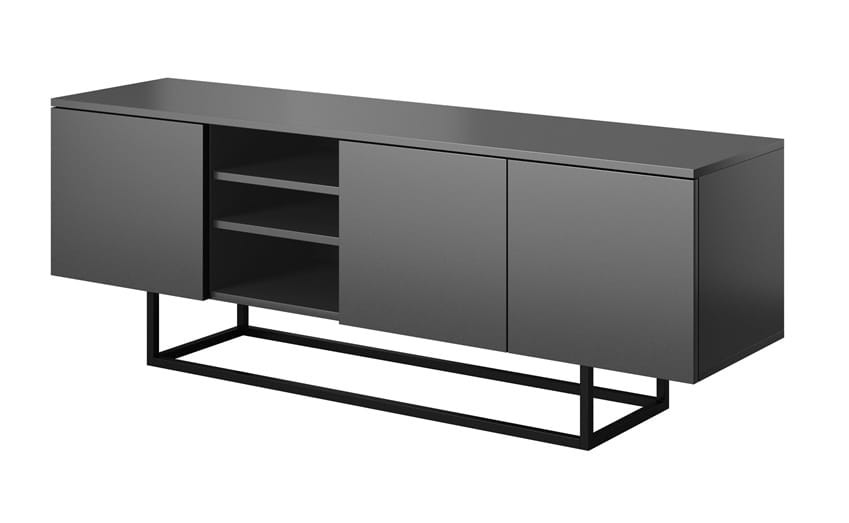 Szafka RTV ASGARD szerokość 150 cm 3 drzwiczki czarny do Salonu Pokoju Nogi Wariant A