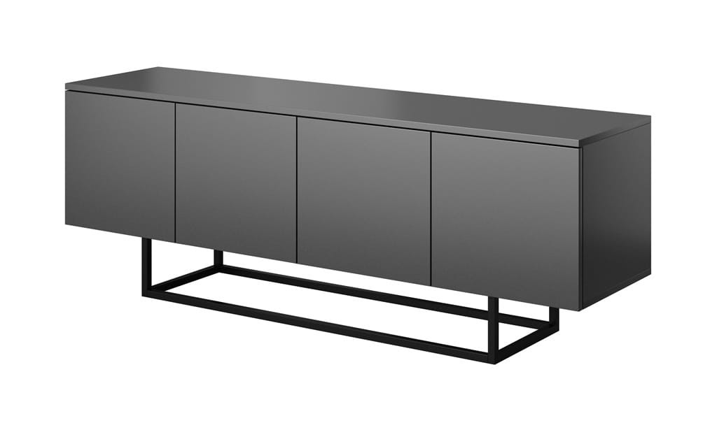 Szafka RTV ASGARD szerokość 150 cm 4 drzwiczki czarny do Salonu Pokoju Nogi Wariant A Czarne