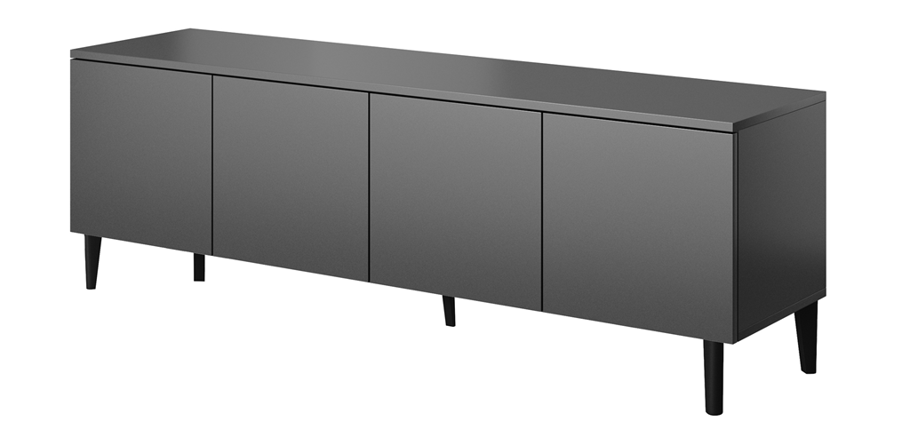 Szafka RTV ASGARD szerokość 150 cm 4 drzwiczki czarny do Salonu Pokoju Nogi Wariant B czarny