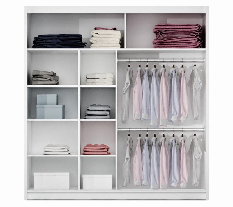 Szafa przesuwna SALWADOR 203 dwudrzwiowa lustro półki drążki wnętrze