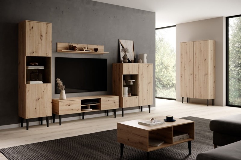 Szafka RTV BERGEN szerokość 150 cm 2 drzwiczki dąb aristan do Salonu Pokoju