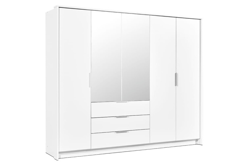 Szafa TOGO 255 drzwi otwierane lustro szuflady półki biała