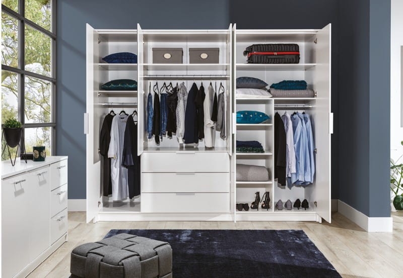 Szafa TOGO 255 drzwi otwierane lustro szuflady półki wnętrze