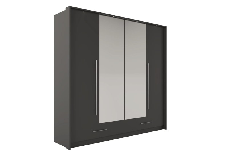Szafa TOLEDO 210 drzwi składano-uchylne lustro szuflady półki drążki grafitowa