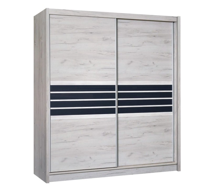 Szafa przesuwna TURYN 203 dwudrzwiowa drążki półki dąb craft