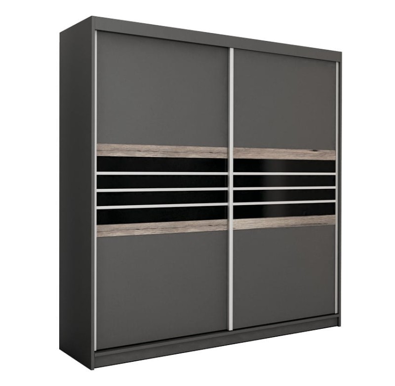 Szafa przesuwna TURYN 203 dwudrzwiowa drążki półki lava