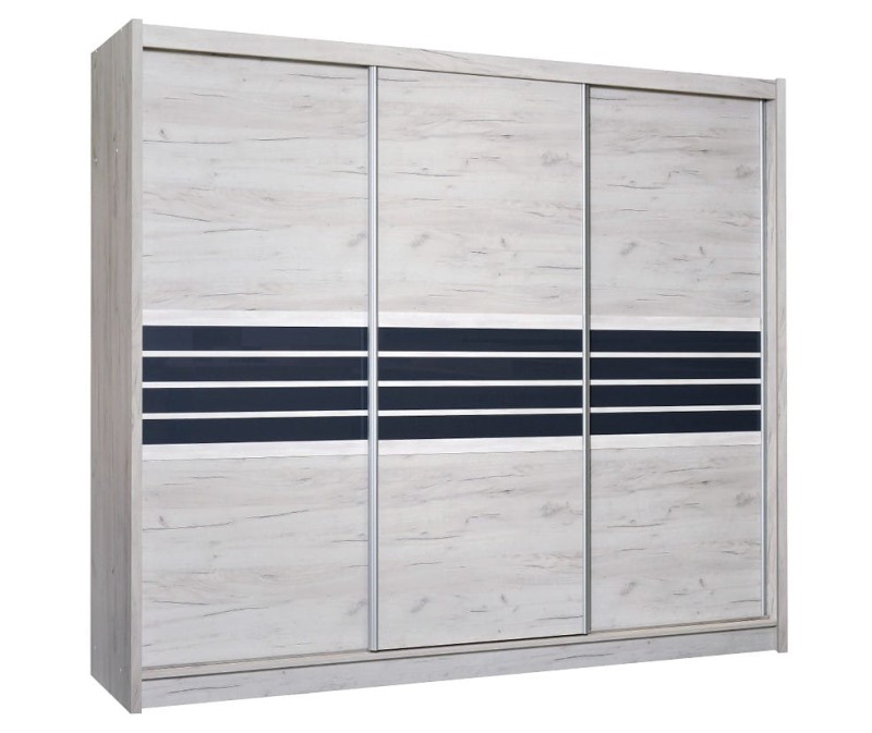 Szafa przesuwna TURYN 250 trzydrzwiowa drążki półki dąb craft